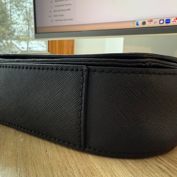 Kate Spade Black Leather Purse Crossbody Satchel Tote Bag Messenger Adjustable - Picture 6 of 14